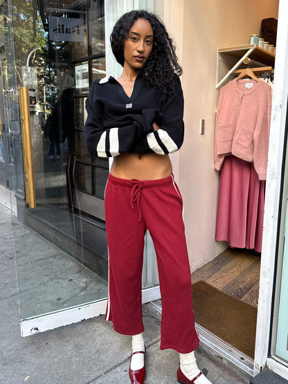 Shea Waffle Pants in Maroon