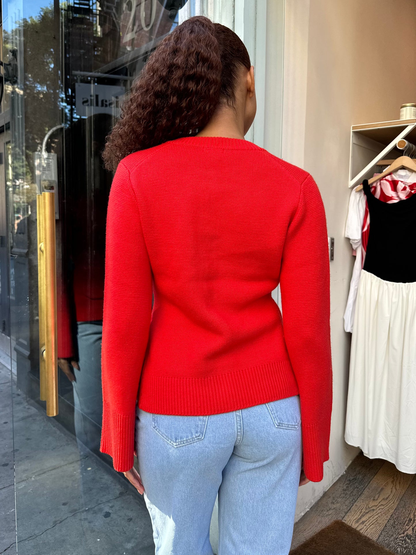 Dani Cinched Waist Cardigan in Rouge