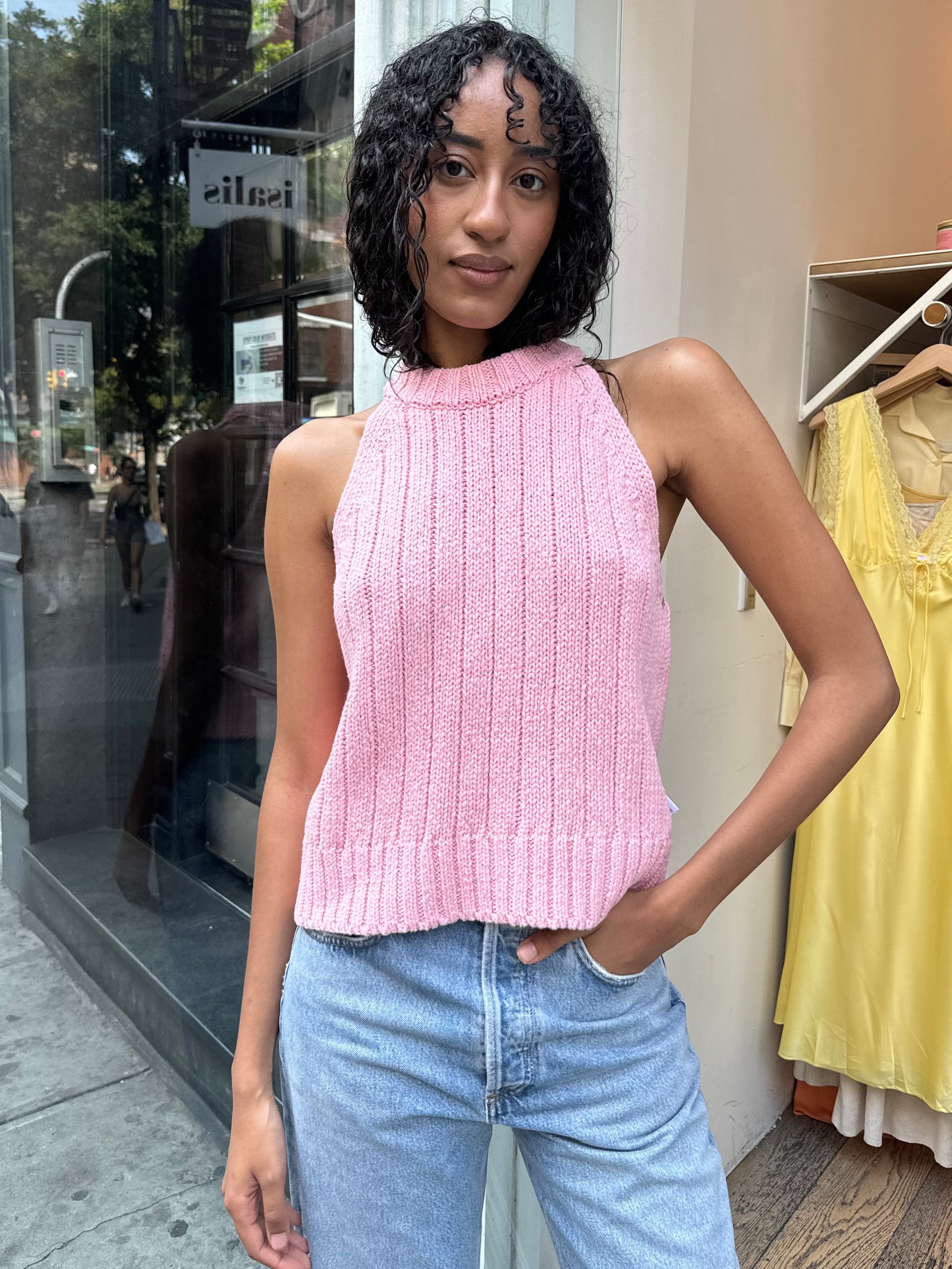 Claire Cotton Sweater Tank in Pink