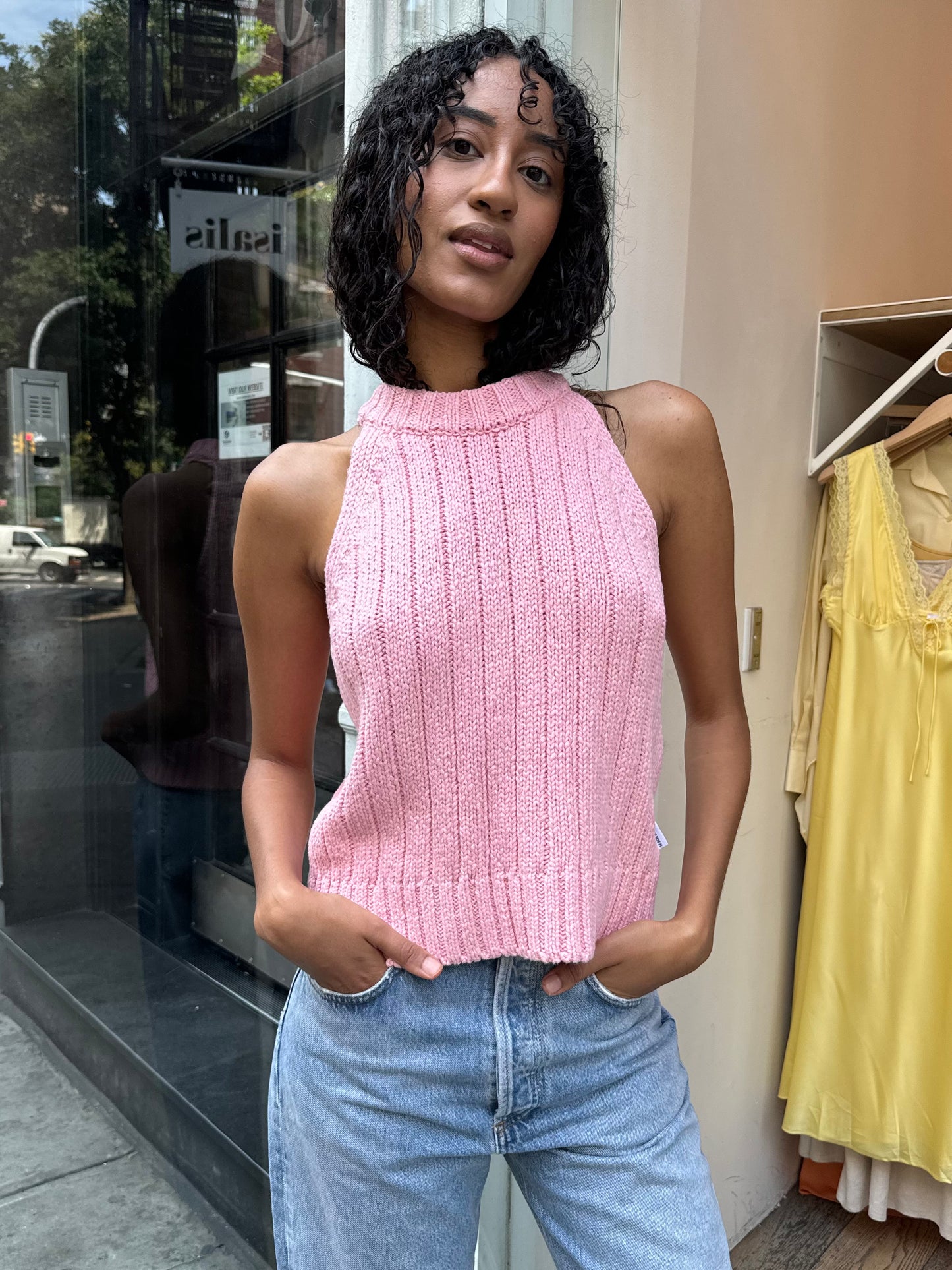 Claire Cotton Sweater Tank in Pink