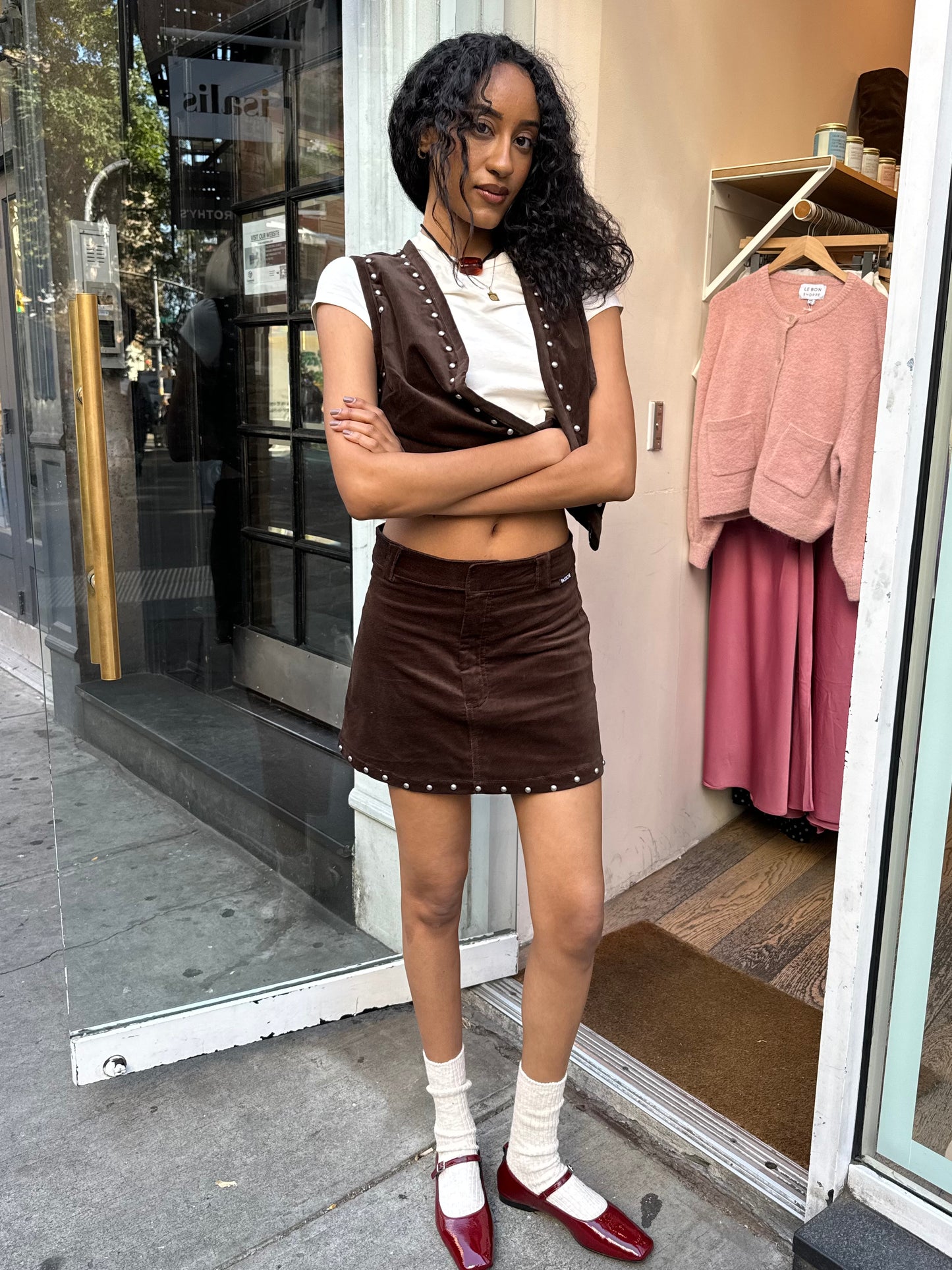 Ron Skirt in Brown Suede