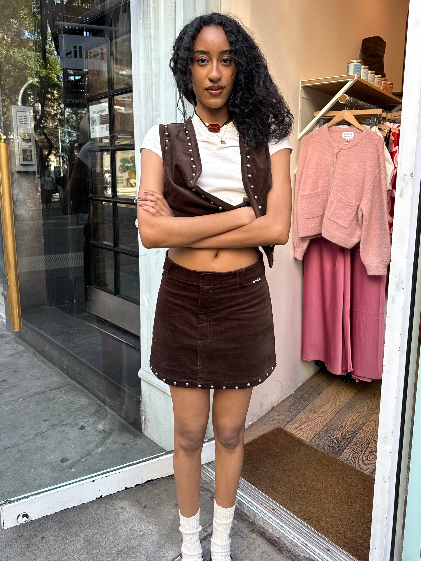 Ron Skirt in Brown Suede