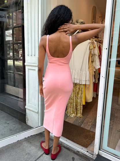 Karina Tuck Midi Dress in Guava