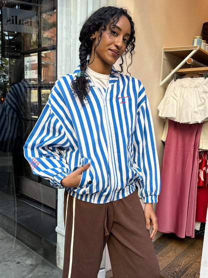 Striped Bomber in Blue & White Stripes