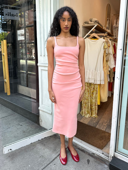 Karina Tuck Midi Dress in Guava