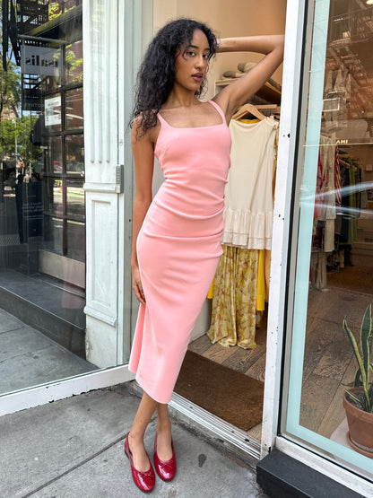 Karina Tuck Midi Dress in Guava