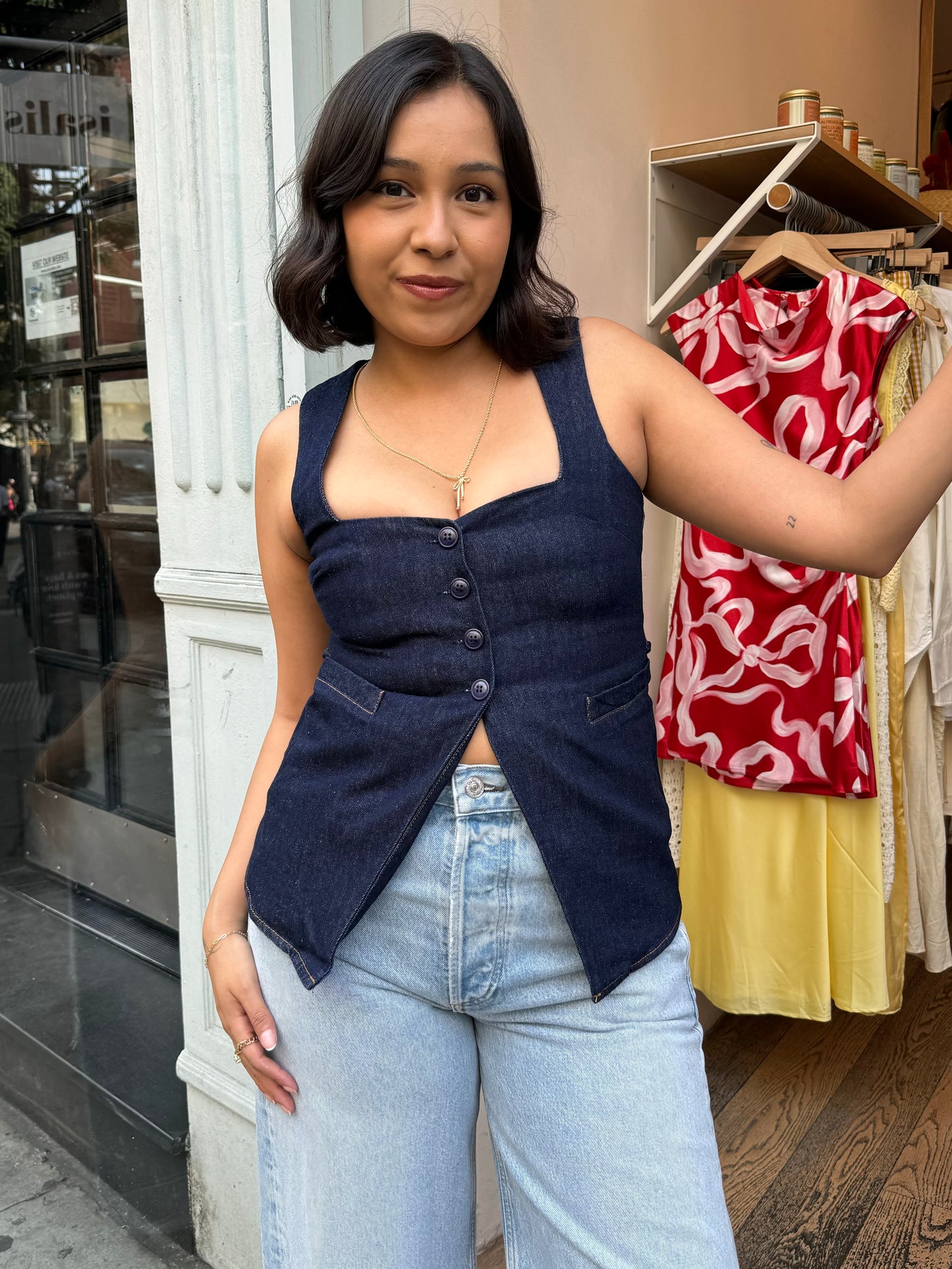 Maggie Vest in Blue Denim