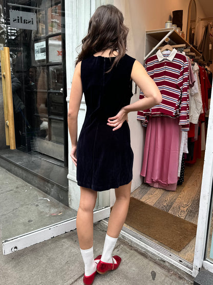 Shift Dress in Velvet Navy