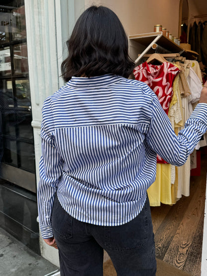 Hester Button Up in Blue Stripe