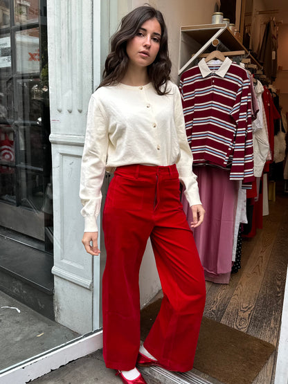 Sailor Velvet Pants in Ruby