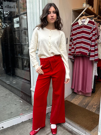 Sailor Velvet Pants in Ruby