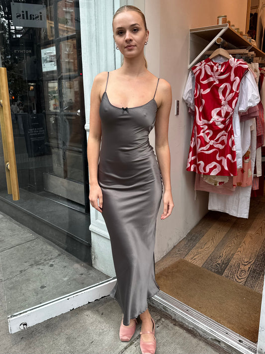 Azzurra Slip Dress in Gunmetal