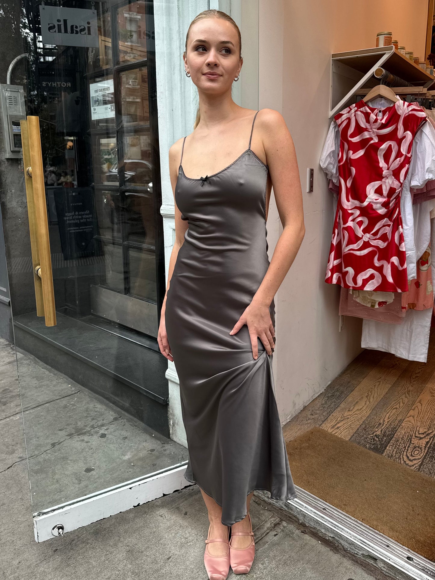 Azzurra Slip Dress in Gunmetal