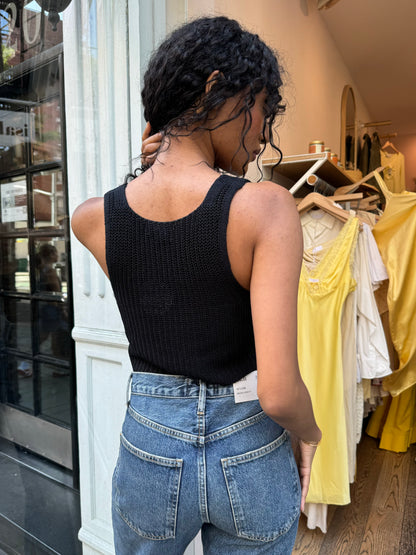 Knit Crop Vest in Black