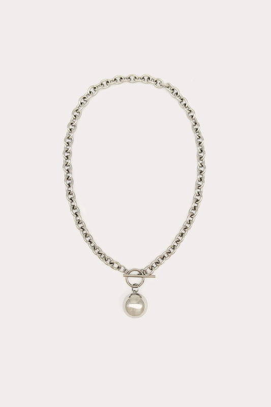 Ball Drop Toggle Necklace in Silver