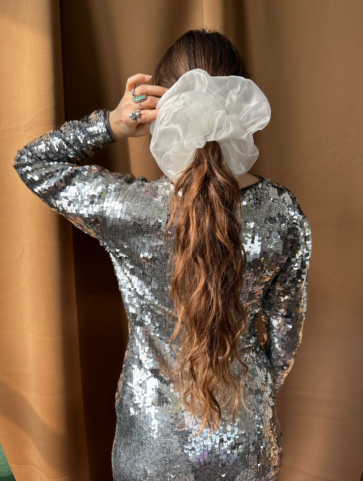 Giant Organza Scrunchie in Ivory