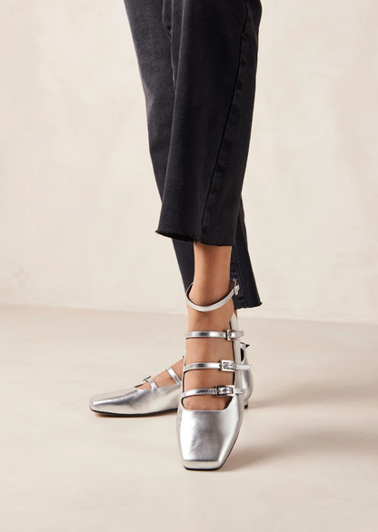 Luke Shimmer Silver Ballet Flats