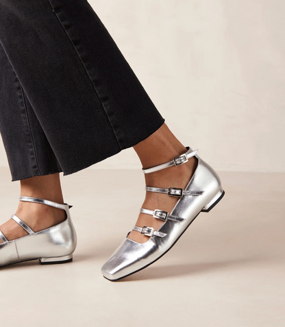 Luke Shimmer Silver Ballet Flats