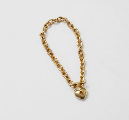 Heart Lock Bracelet in Gold