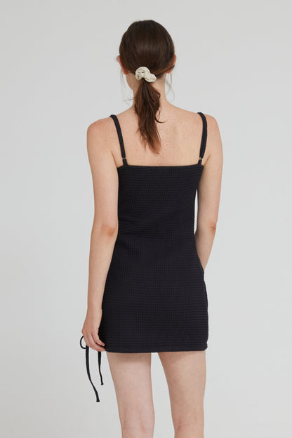 Vinyet Dress Mini Waffle in Black