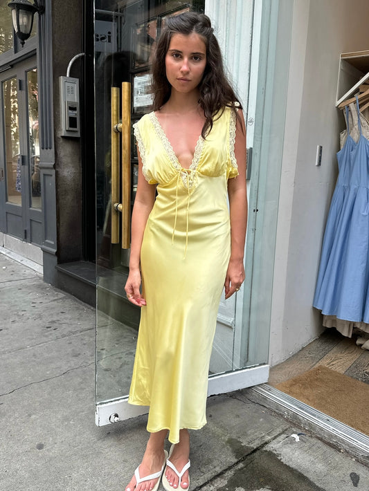 DuSol Lace Maxi Dress in Yellow