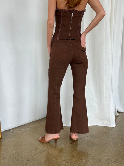 Hannah Low Rise Flares in Wood