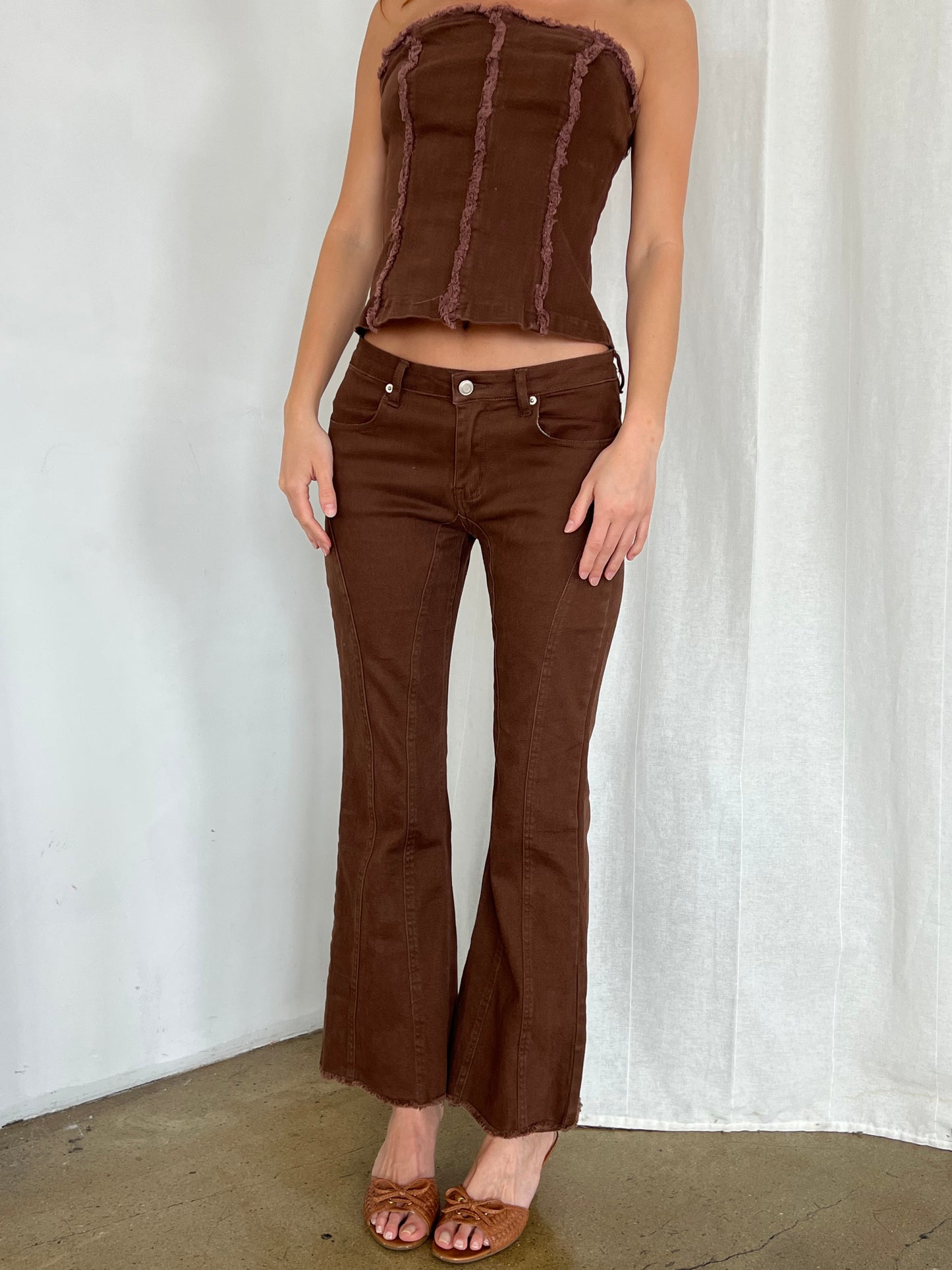 Hannah Low Rise Flares in Wood