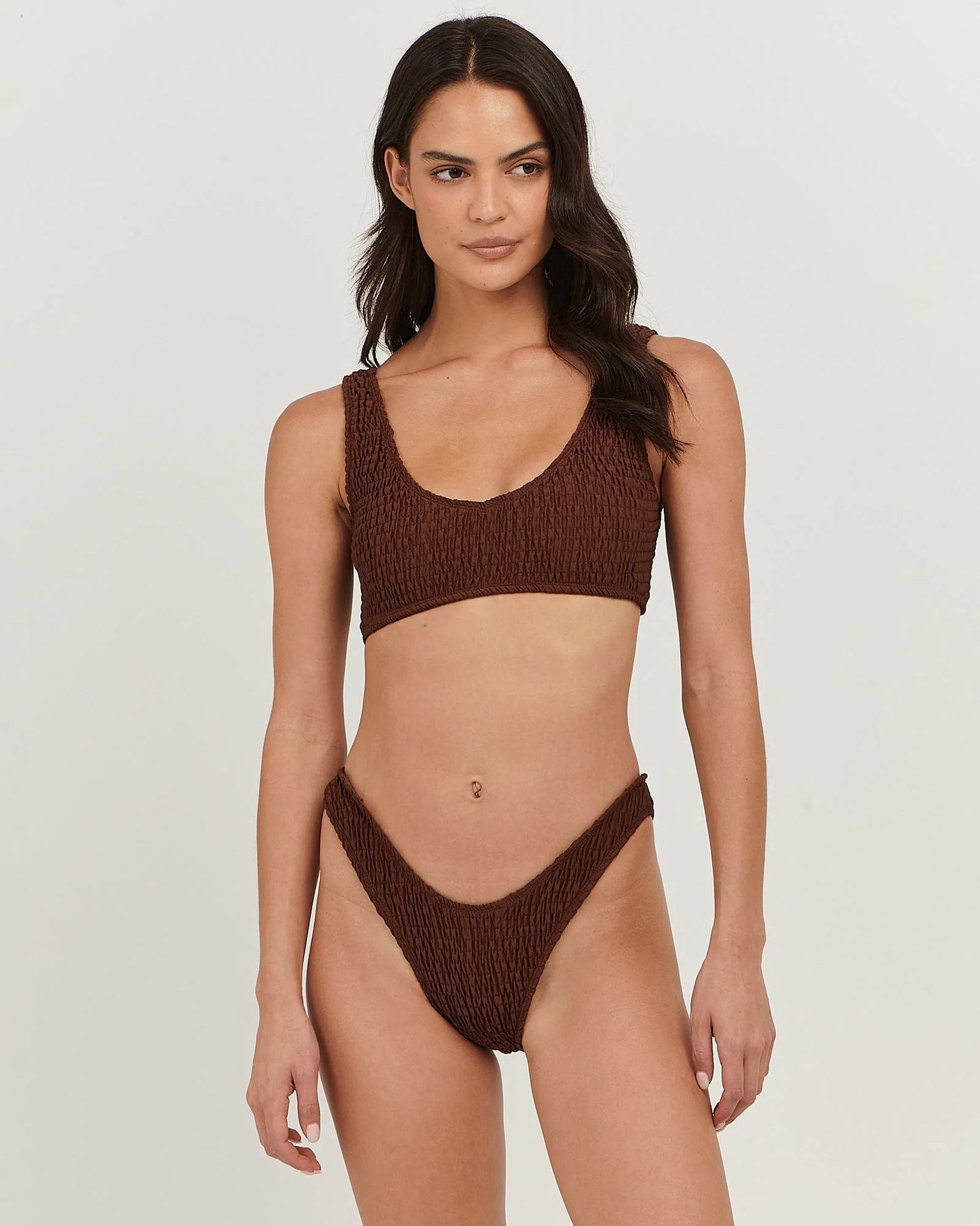 Jodie Shirred Brief in Chocolate