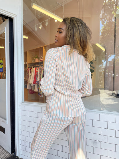 Arden Pleated Button Up in Orange Sherbet